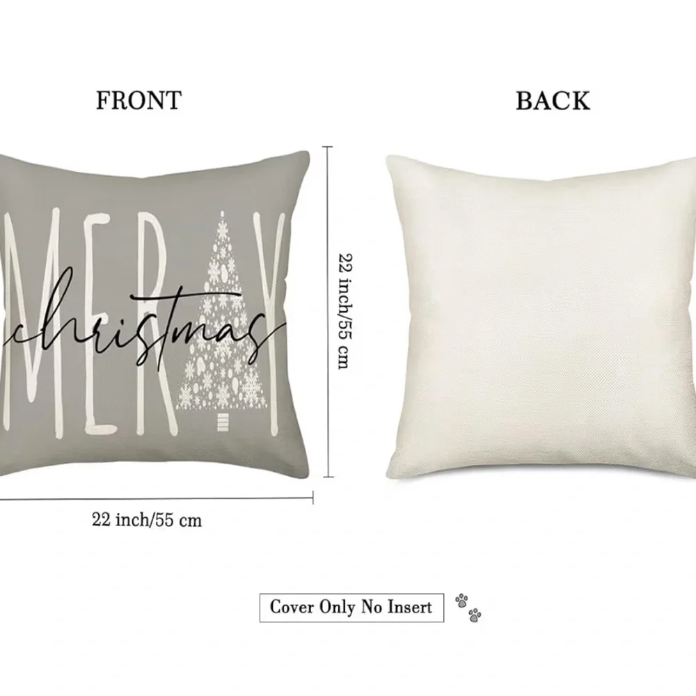 Gray Holiday Pillow Covers Set big pillows 22in by 22
